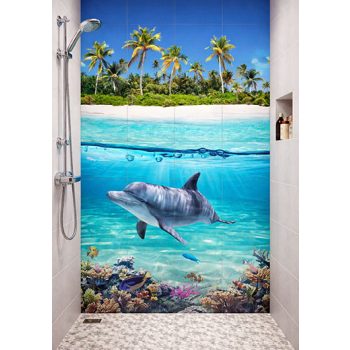 delfines zuhanyzó csempe fürdőszoobába