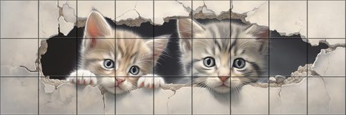 Ceramic tile mural - Cats and dogs