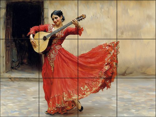 Flamenco táncos mozaik csempe