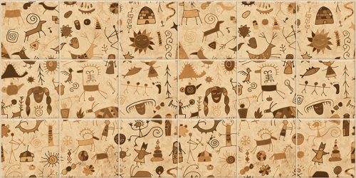 Ceramic tile mural - cave painting