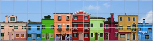 Ceramic tile mural - colorful houses 