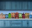 Ceramic tile mural - colorful houses 