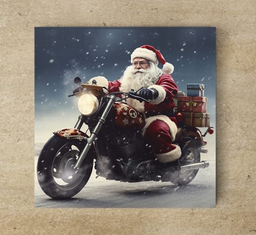 Santa on motorcycle - tile trivet