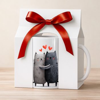 Balloon cat mug in gift box