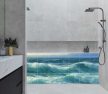 Tile mural with stormy sea waves, seagulls and dramatic sky – ocean-inspired ceramic tile 