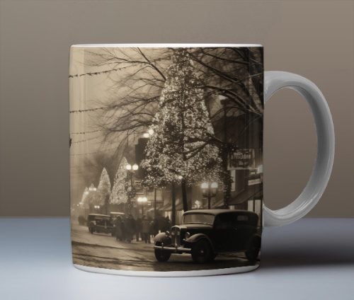Vintage winter street mug
