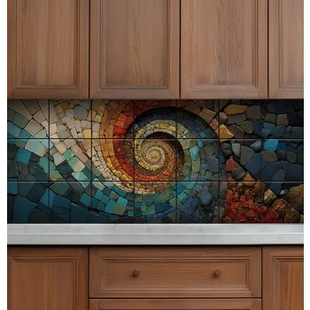 Ceramic tile mural - ammonites fossil