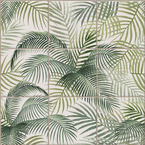 Ceramic tile mural - palm leaves
