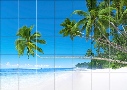 Tile mural - Beach and palm trees