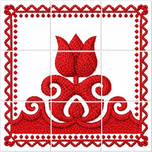  Transylvanian tulip embroidery patterned ceramic tile 