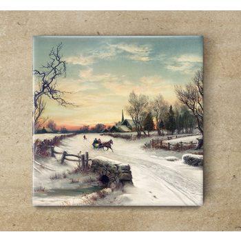 Edényalátét csempe - Karácsony reggel