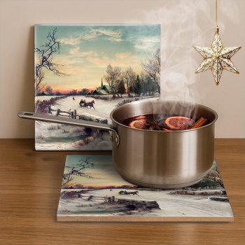 Edényalátét csempe - Karácsony reggel