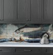 Fishing scene ceramic tile mural 
