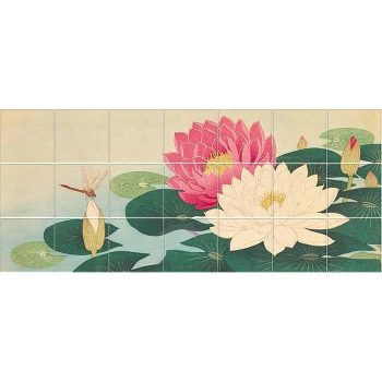 Ceramic tile mural - Lotus flower and dragonfly Ceramic tile mural - Lotus flower and dragonfly