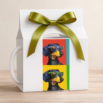 Pop art tacskós bögre ajándékdobozzal