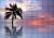 Beach and palm tree in the sunset - tile mural