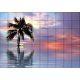 Tile mural - Beach and palm tree in the sunset