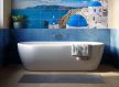 ceramic tile mural with Santorini landscape white and blue buildings