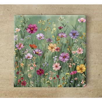 Wild flowers - ceramic tile trivet
