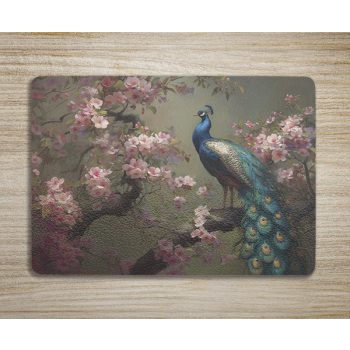 Cutting board - peacock with cherry blossoms