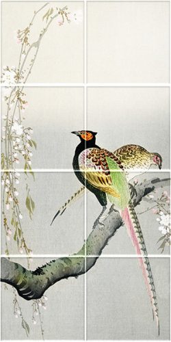 Ceramic tile mural - birds -pheasant -Japanese 