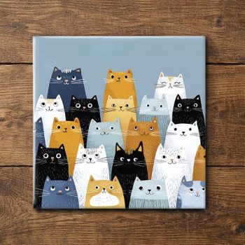 Bohemian cats - ceramic tile trivet