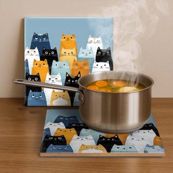 Bohemian cats - ceramic tile trivet