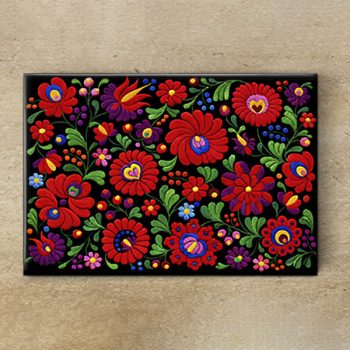 Tile trivet - Hungarian folk art motif Matyó