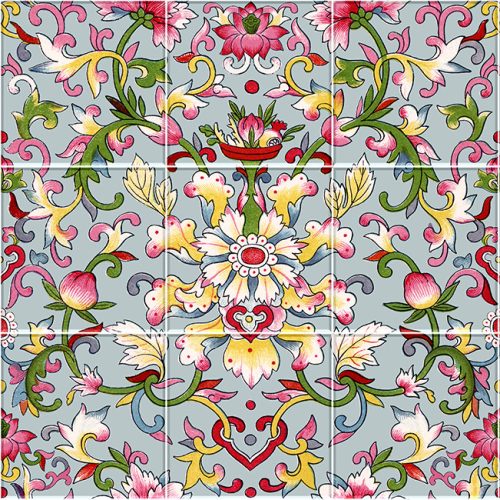 Floral tile mural - Baroque floral pattern