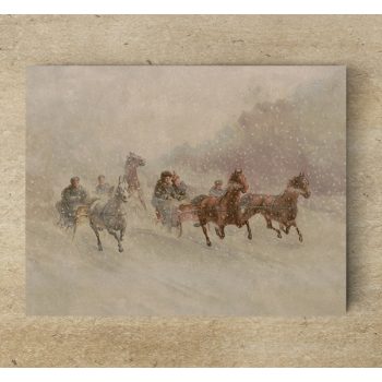 Ceramic  coaster - Sleighs in snow storm Ceramic  coaster - Sleighs in snow storm
