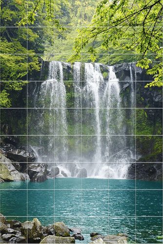 Ceramic tile mural - forest and waterfall 