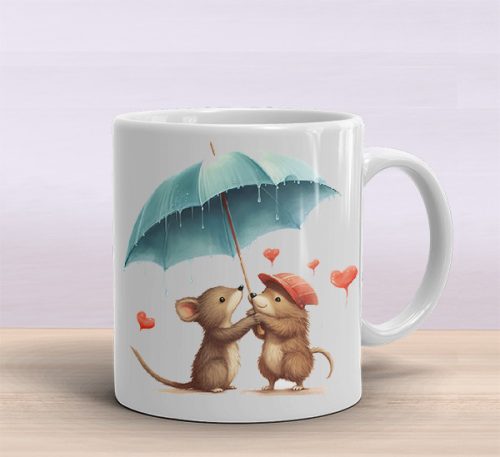 Cute rat with heart balloon - lover's mug