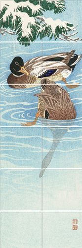 Ceramic tile mural - water world -Ducks 