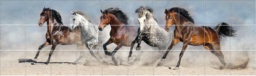 Ceramic tile mural - horses, Mustangs