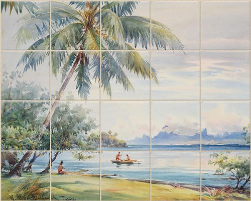 Csempe tahiti halászok mintával