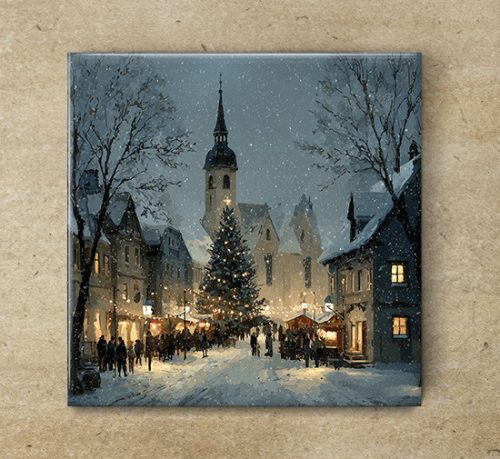 Ceramic tile mural - children playing snowball 