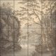 Monochrome river and tree landscape in classical style – ceramic tile mural