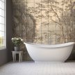 Monochrome river and tree landscape in classical style – ceramic tile mural