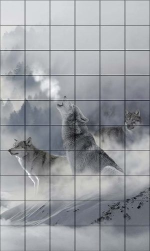 Homloklap csempe lépcsőre - farkasok