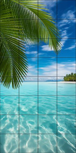 Tile mural - Beach and palm trees