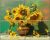 Sunflowers in vase ceramic tile mural still life