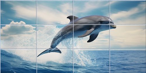Fürdőszoba csempe mozaik delfines