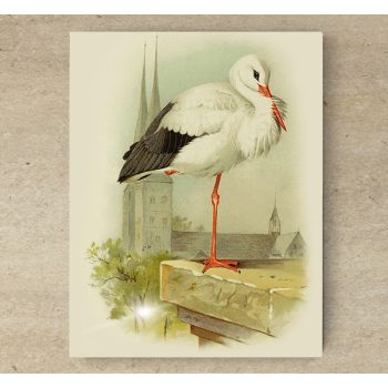 Tile trivet - birds -White Stork 