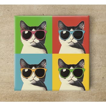 Pop art cica mintás konyhai csempe