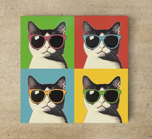 Pop art cica mintás konyhai csempe