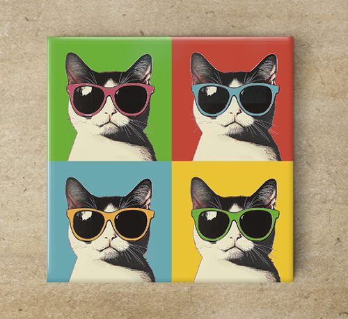 Pop art cica mintás konyhai csempe