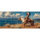 Native American man on horseback by the lake – western-style ceramic tile mural