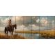 Native American man on horseback by the lake – western-style ceramic tile mural