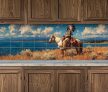 Native American man on horseback by the lake – western-style ceramic tile mural