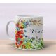 Unique personalized name mug with flower decoration 